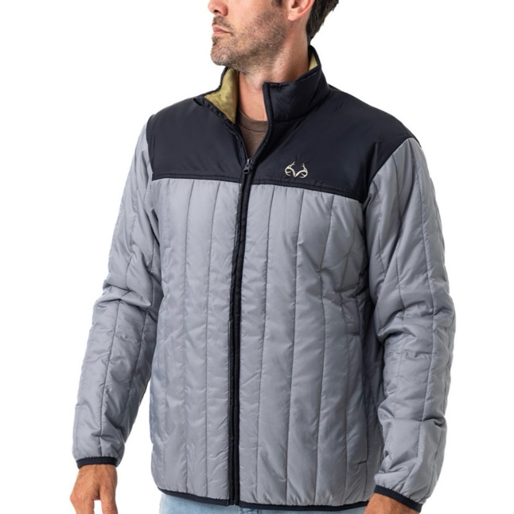Realtree Men's Gray and Black Puffer Jacket